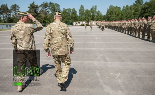 Queens Royal Hussars (QRH) return home and welcomed by Prince Phillip.
