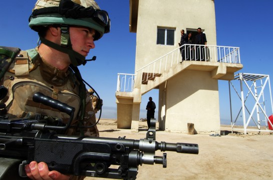 Foot patrols around Basrah feel the heat.